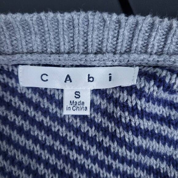 Cabi Womens Small Open Front Cardigan Sweater Multicolor Block Pattern Cotton - Picture 4 of 6